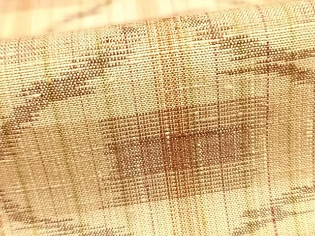 平和屋着物▽上質な紬　単衣　幾何学文様　正絹　逸品　AABC0428fy