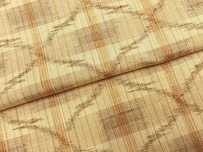 平和屋着物▽上質な紬　単衣　幾何学文様　正絹　逸品　AABC0428fy