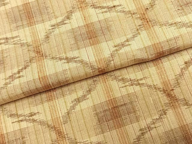 平和屋着物▽上質な紬　単衣　幾何学文様　正絹　逸品　AABC0428fy