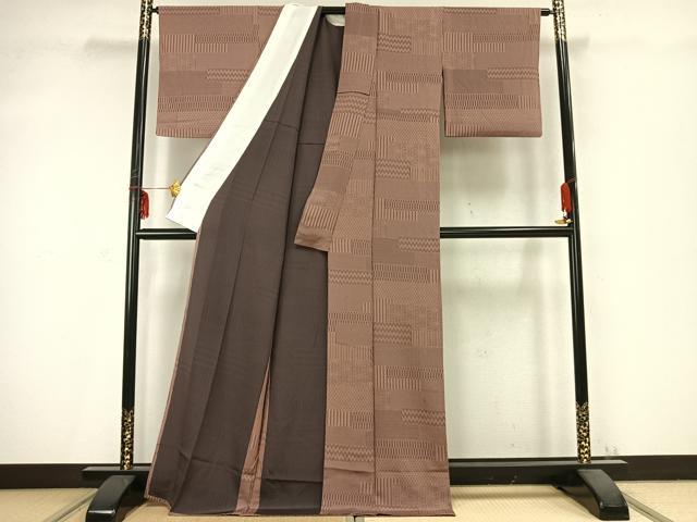 平和屋着物▽上質な小紋 単衣 色紙重ね文 正絹 逸品 AABC0431fy
