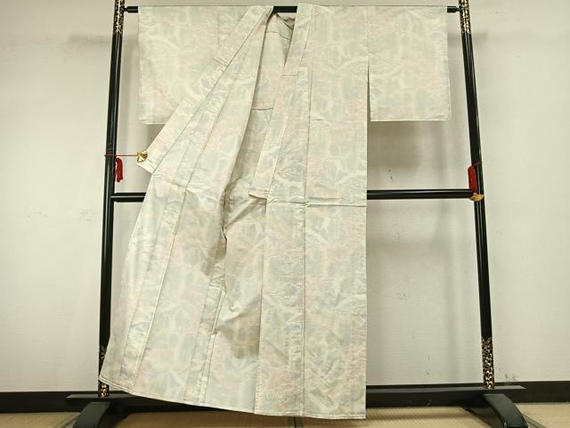 平和屋着物▽本場大島紬　単衣　白大島　風景文　正絹　逸品　AABC0436fy
