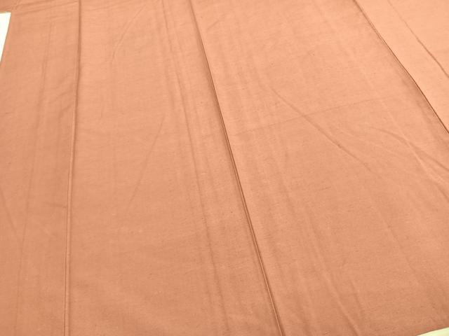 平和屋着物▽上質な紬 単衣 色無地 東雲色 正絹 逸品 AABC0438fy