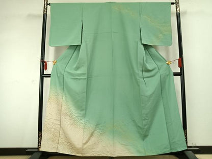 平和屋着物▽訪問着 単衣 敷松葉 金彩 正絹 逸品 AABC0439fy