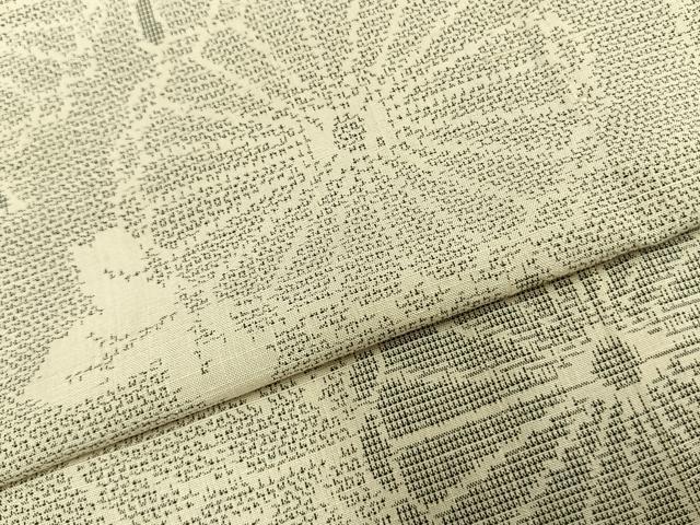 平和屋着物▽上質な紬 単衣 唐草花文 正絹 逸品 AABC0441fy