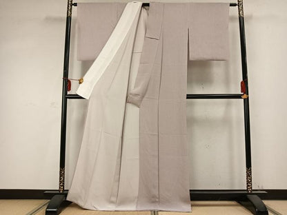平和屋着物▽伝統工芸士 金田今朝男 小紋 単衣 縞 正絹 逸品 AABC0443fy