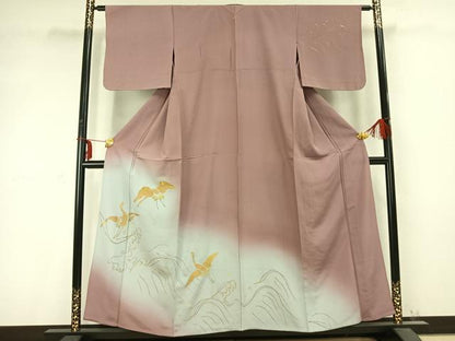 平和屋着物▽訪問着 単衣 飛鳥文 金糸 正絹 逸品 AABC0444fy