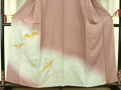平和屋着物▽訪問着 単衣 飛鳥文 金糸 正絹 逸品 AABC0444fy