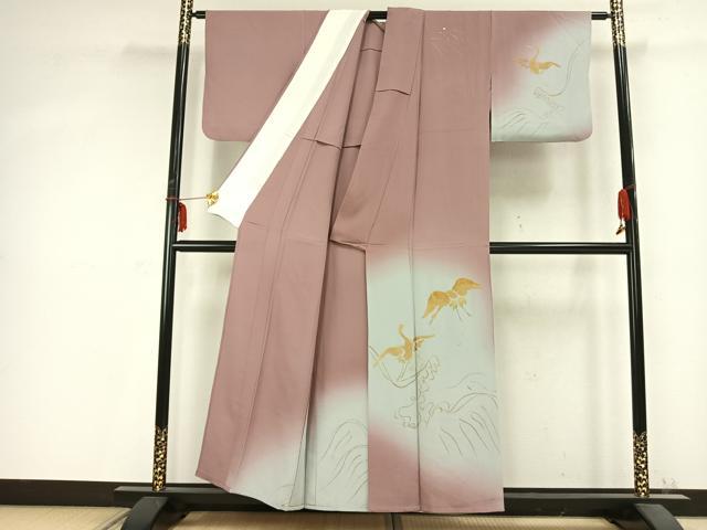 平和屋着物▽訪問着 単衣 飛鳥文 金糸 正絹 逸品 AABC0444fy