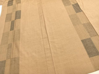 平和屋着物▽上質な紬 単衣 色紙間道 正絹 逸品 AABC0446fy