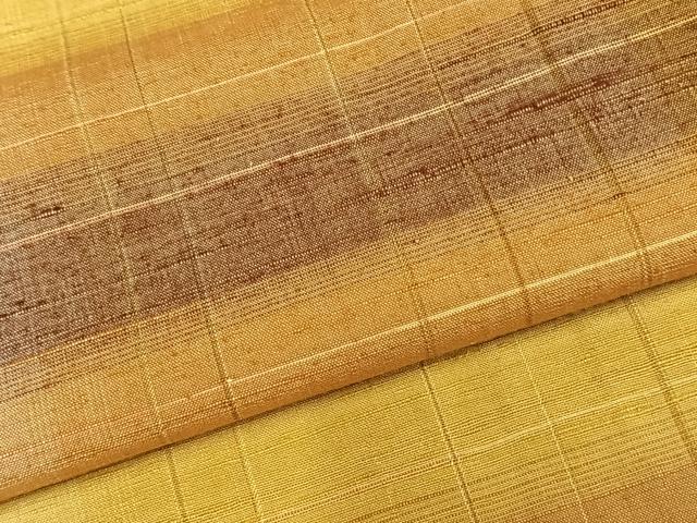 平和屋着物▽上質な紬　単衣　横段文　正絹　逸品　AABC0447fy