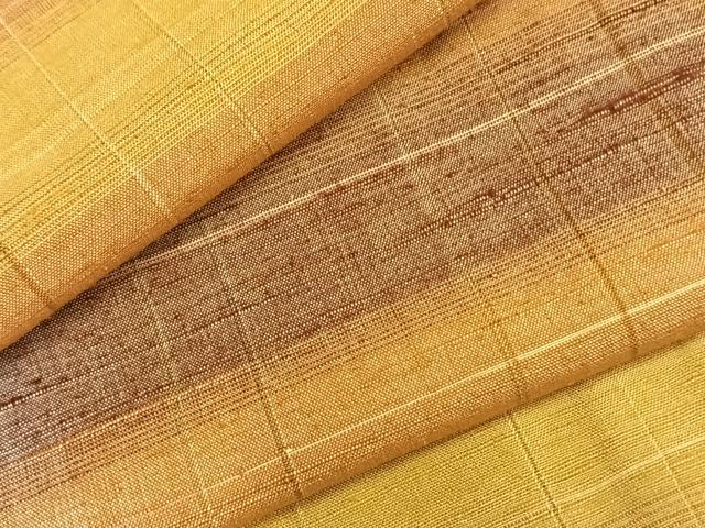 平和屋着物▽上質な紬　単衣　横段文　正絹　逸品　AABC0447fy