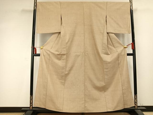 平和屋着物▽上質な紬 単衣 霞文 正絹 逸品 AABC0451fy