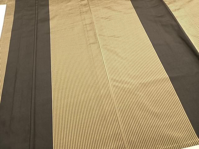 平和屋着物▽本場縞大島紬 単衣 縞 正絹 逸品 AABC0455fy