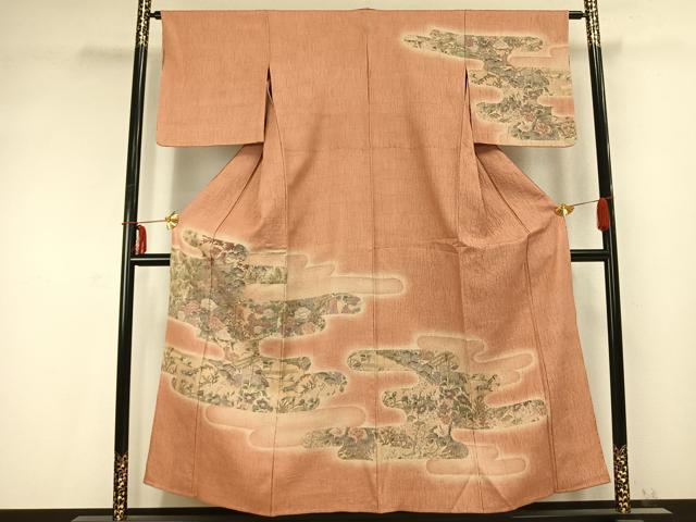 平和屋着物▽訪問着 単衣 風景人物文 正絹 逸品 AABC0457fy