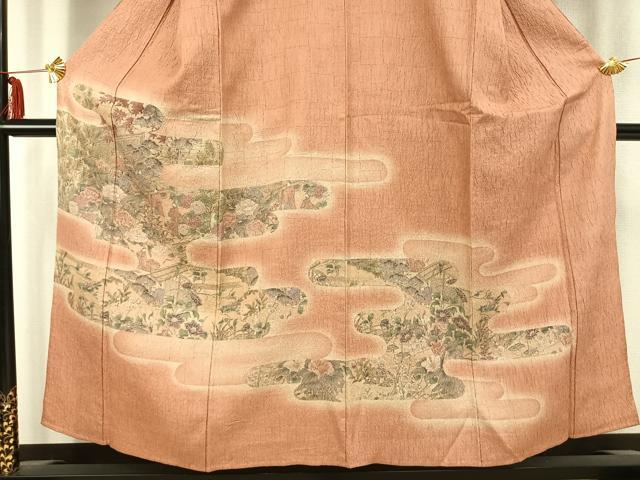 平和屋着物▽訪問着 単衣 風景人物文 正絹 逸品 AABC0457fy