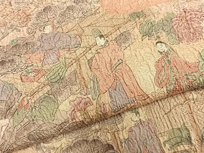 平和屋着物▽訪問着 単衣 風景人物文 正絹 逸品 AABC0457fy