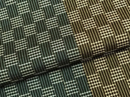 平和屋着物▽上質な紬　単衣　市松文様　正絹　逸品　AABC0458fy