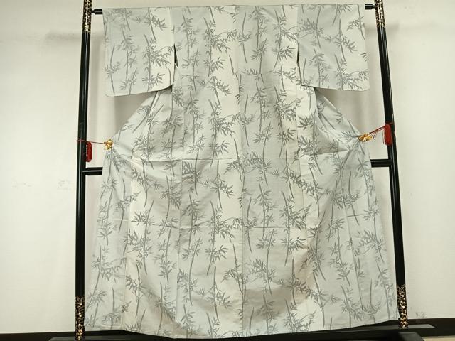 平和屋着物▽本場大島紬　白大島　単衣　笹竹文　正絹　逸品　AABC0459fy