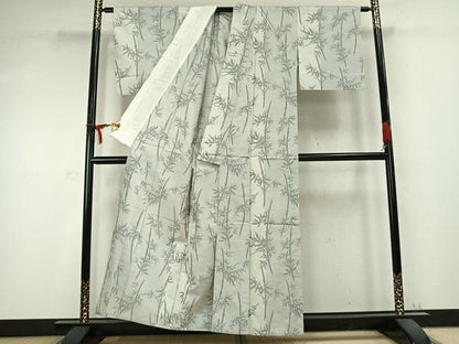 平和屋着物▽本場大島紬　白大島　単衣　笹竹文　正絹　逸品　AABC0459fy