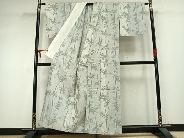 平和屋着物▽本場大島紬　白大島　単衣　笹竹文　正絹　逸品　AABC0459fy