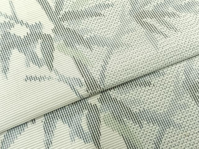 平和屋着物▽本場大島紬　白大島　単衣　笹竹文　正絹　逸品　AABC0459fy