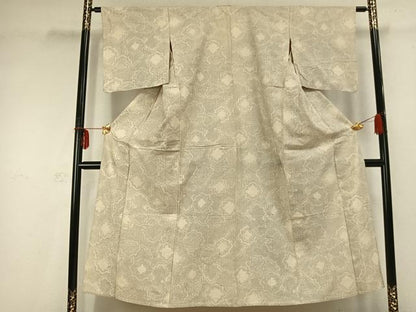 平和屋着物▽上質な紬 単衣 幾何学文様 正絹 逸品 AABC0463fy