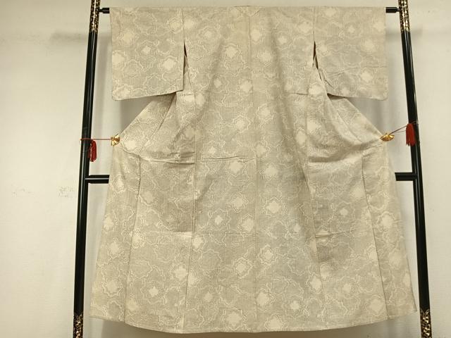 平和屋着物▽上質な紬 単衣 幾何学文様 正絹 逸品 AABC0463fy