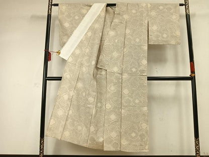 平和屋着物▽上質な紬 単衣 幾何学文様 正絹 逸品 AABC0463fy