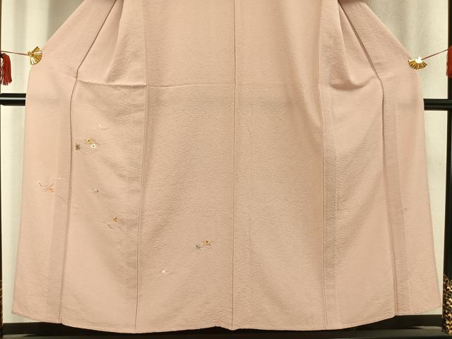 平和屋着物▽豪華色留袖 単衣 駒刺繍 草花文 正絹 逸品 AABC0464fy