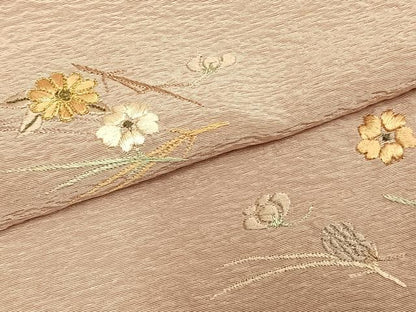平和屋着物▽豪華色留袖 単衣 駒刺繍 草花文 正絹 逸品 AABC0464fy