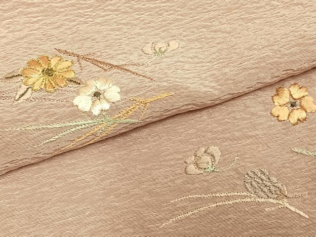 平和屋着物▽豪華色留袖 単衣 駒刺繍 草花文 正絹 逸品 AABC0464fy