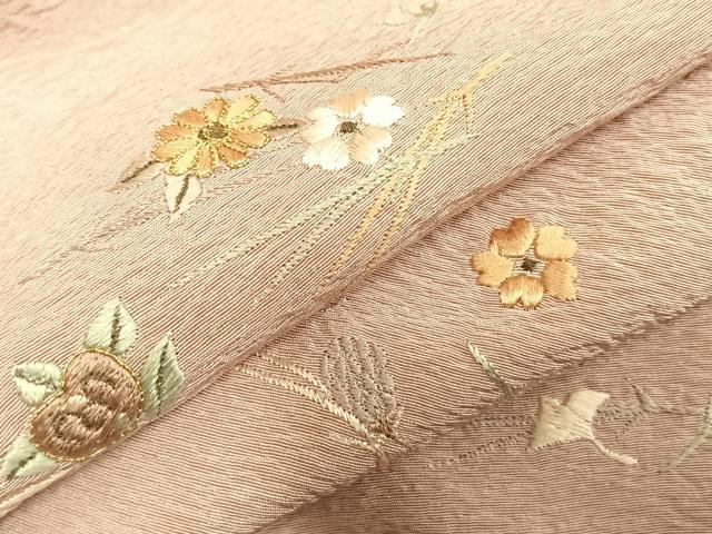 平和屋着物▽豪華色留袖 単衣 駒刺繍 草花文 正絹 逸品 AABC0464fy