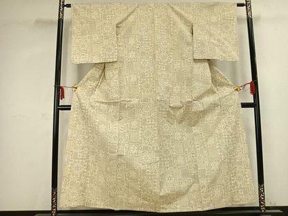 平和屋着物▽上質な紬 単衣 吉祥文様 正絹 逸品 AABC0467fy