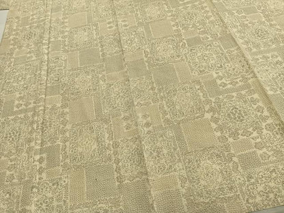 平和屋着物▽上質な紬 単衣 吉祥文様 正絹 逸品 AABC0467fy