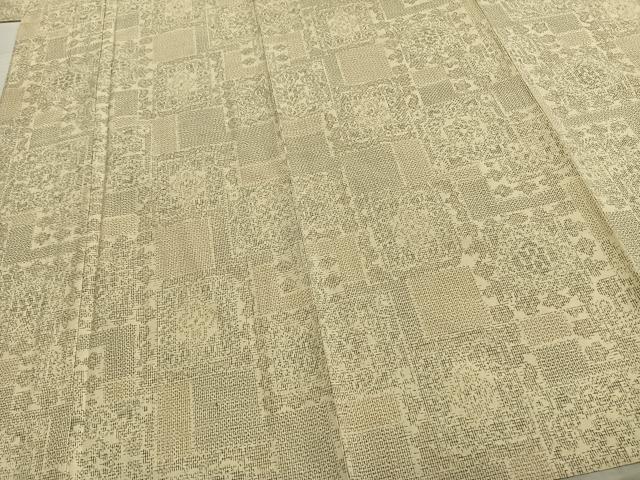 平和屋着物▽上質な紬 単衣 吉祥文様 正絹 逸品 AABC0467fy