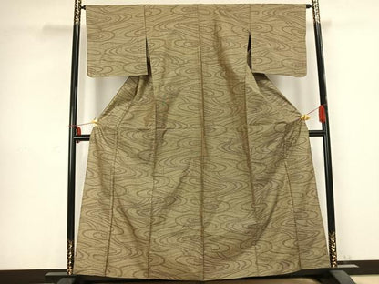 平和屋着物▽本場大島紬 単衣 流水文 正絹 逸品 AABC0468fy