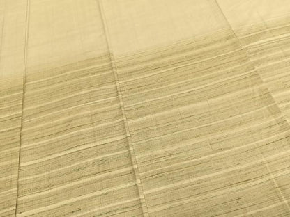 平和屋着物▽訪問着 単衣 紬地 横縞 正絹 逸品 AABC0469fy
