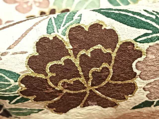 平和屋着物▽訪問着 単衣 草花文 金彩 正絹 逸品 AABC0471fy