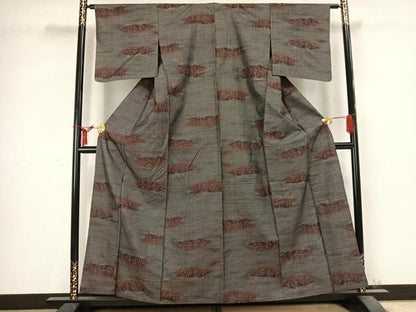 平和屋着物▽本場大島紬 単衣 9マルキ 樹林文 正絹 逸品 AABC0473fy