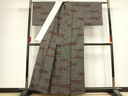 平和屋着物▽本場大島紬 単衣 9マルキ 樹林文 正絹 逸品 AABC0473fy