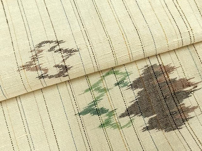 平和屋着物▽上質な紬 単衣 幾何学文様 正絹 逸品 AABC0474fy