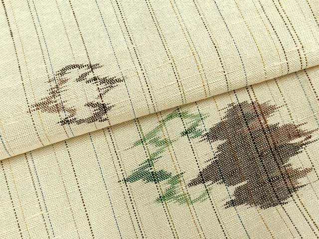 平和屋着物▽上質な紬 単衣 幾何学文様 正絹 逸品 AABC0474fy