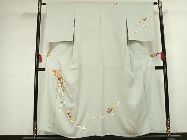 平和屋着物▽訪問着 単衣 雪輪草花文 金彩 正絹 逸品 AABC0475fy