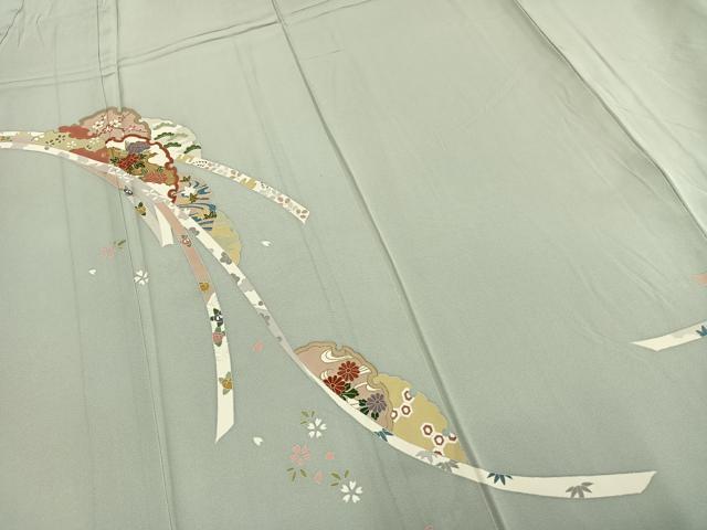 平和屋着物▽訪問着 単衣 雪輪草花文 金彩 正絹 逸品 AABC0475fy