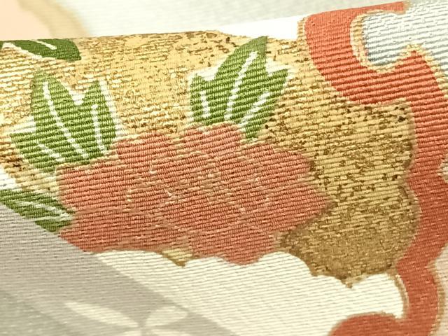 平和屋着物▽訪問着 単衣 雪輪草花文 金彩 正絹 逸品 AABC0475fy