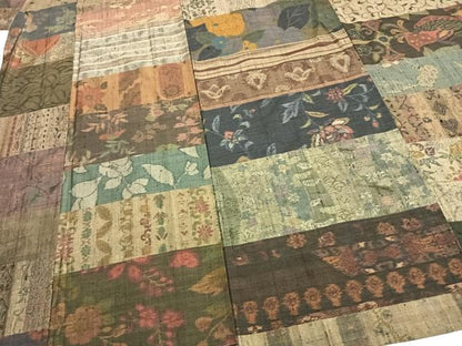 平和屋着物▽本場小千谷紬 単衣 百柄 繋ぎ絣 手織り 正絹 逸品 AABC0476fy