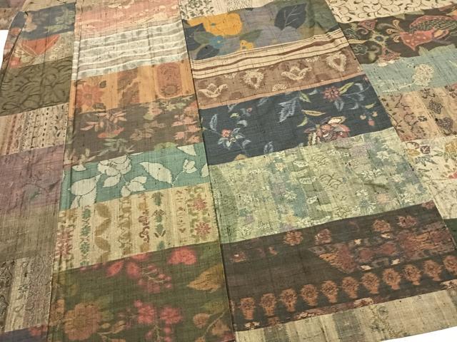 平和屋着物▽本場小千谷紬 単衣 百柄 繋ぎ絣 手織り 正絹 逸品 AABC0476fy