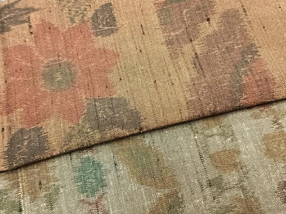 平和屋着物▽本場小千谷紬 単衣 百柄 繋ぎ絣 手織り 正絹 逸品 AABC0476fy