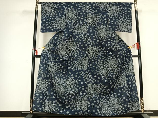 平和屋着物▽上質な紬 単衣 花尽くし 正絹 逸品 AABC0481fy