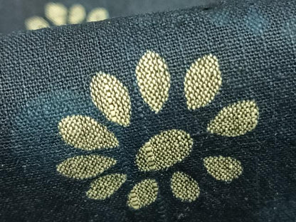 平和屋着物▽上質な紬 単衣 花尽くし 正絹 逸品 AABC0481fy